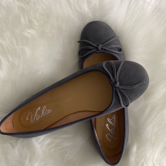 Grey Suede Ballet Flats - Picture 1 of 16